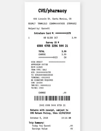 Find 17-digit CVS Survey ID from the receipt